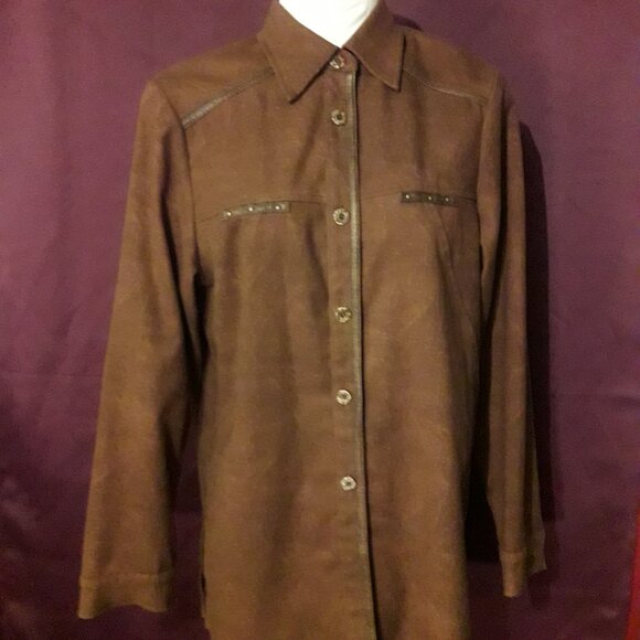 Vintage 80s 1980s Womens Unisex ConradC Western Dress Shirt - Brown Small Medium - Picture 6 of 10